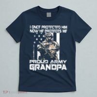 I Once Protected Him Now He Protects Me Proud Army Grandpa T-Shirt thumb 5