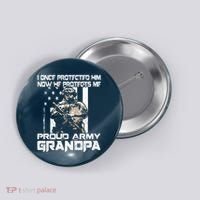 I Once Protected Him Now He Protects Me Proud Army Grandpa Button thumb 0