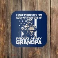 I Once Protected Him Now He Protects Me Proud Army Grandpa Coaster thumb 0