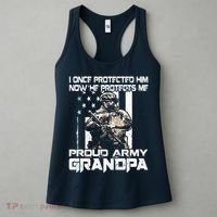 I Once Protected Him Now He Protects Me Proud Army Grandpa Women's Tank Top thumb 3