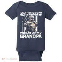 I Once Protected Him Now He Protects Me Proud Army Grandpa Baby Bodysuit thumb 0