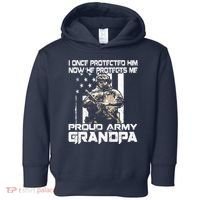 I Once Protected Him Now He Protects Me Proud Army Grandpa Toddler Hoodie thumb 0