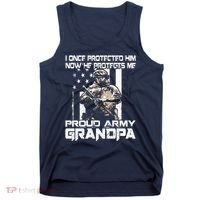 I Once Protected Him Now He Protects Me Proud Army Grandpa Tank Top thumb 0
