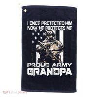 I Once Protected Him Now He Protects Me Proud Army Grandpa Golf Towel thumb 0