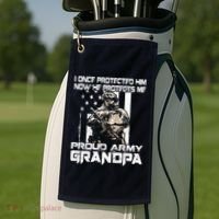 I Once Protected Him Now He Protects Me Proud Army Grandpa Golf Towel thumb 2