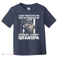 I Once Protected Him Now He Protects Me Proud Army Grandpa Toddler T-Shirt thumb 0