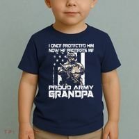 I Once Protected Him Now He Protects Me Proud Army Grandpa Toddler T-Shirt thumb 2