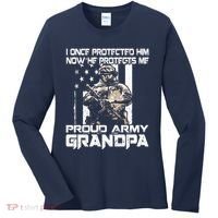 I Once Protected Him Now He Protects Me Proud Army Grandpa Women's Long Sleeve Shirt thumb 0