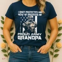 I Once Protected Him Now He Protects Me Proud Army Grandpa Women's T-Shirt thumb 2