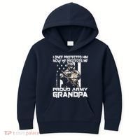 I Once Protected Him Now He Protects Me Proud Army Grandpa Kids Hoodie thumb 0