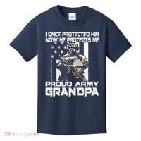 I Once Protected Him Now He Protects Me Proud Army Grandpa Kids T-Shirt thumb 0