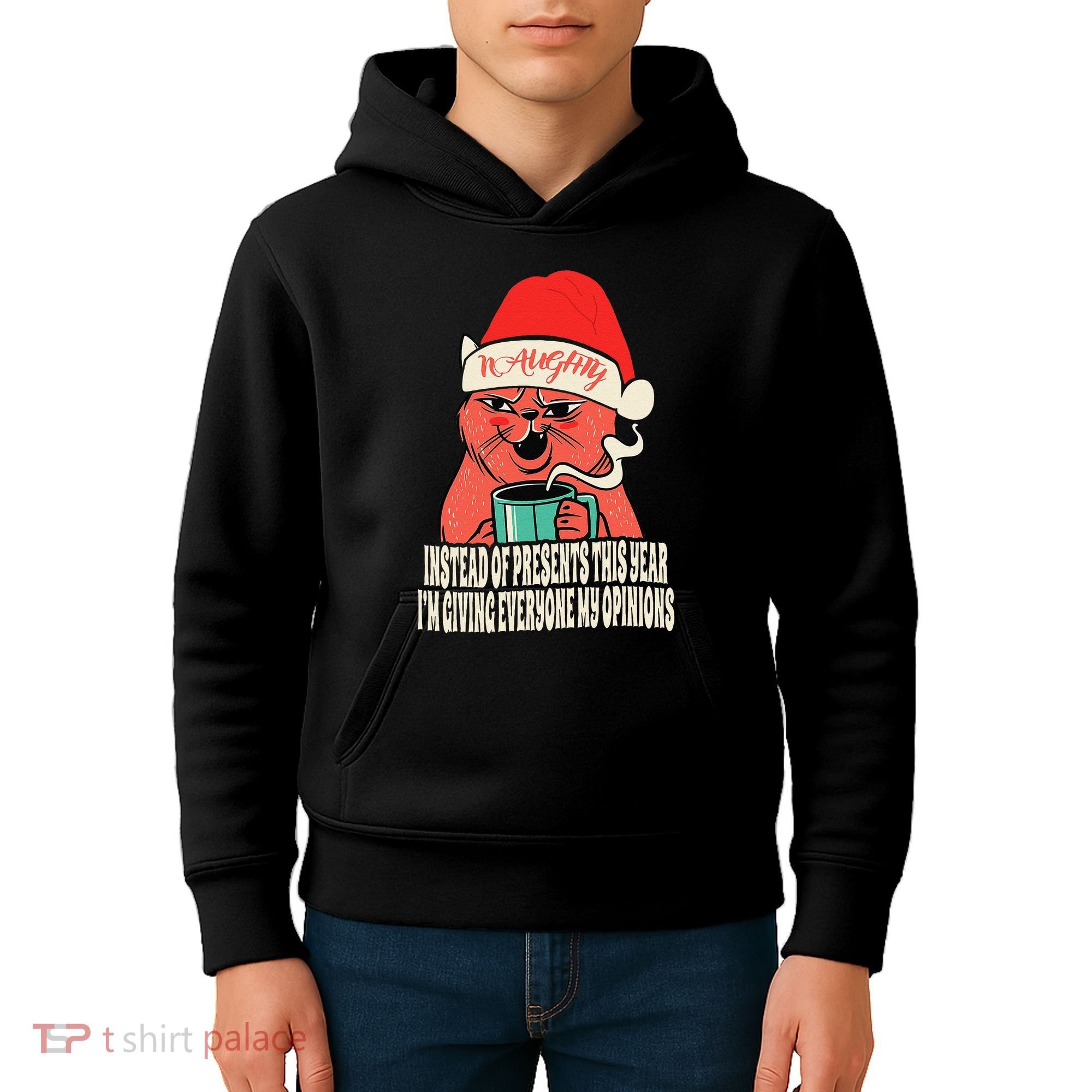 Instead Of Presents This Year Naughty Cat Xmas Kids Hoodie