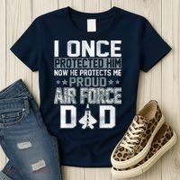 I ONCE PROTECTED Him NOW HE PROTECTS ME PROUD AIR FORCE DAD Women's T-Shirt thumb 3
