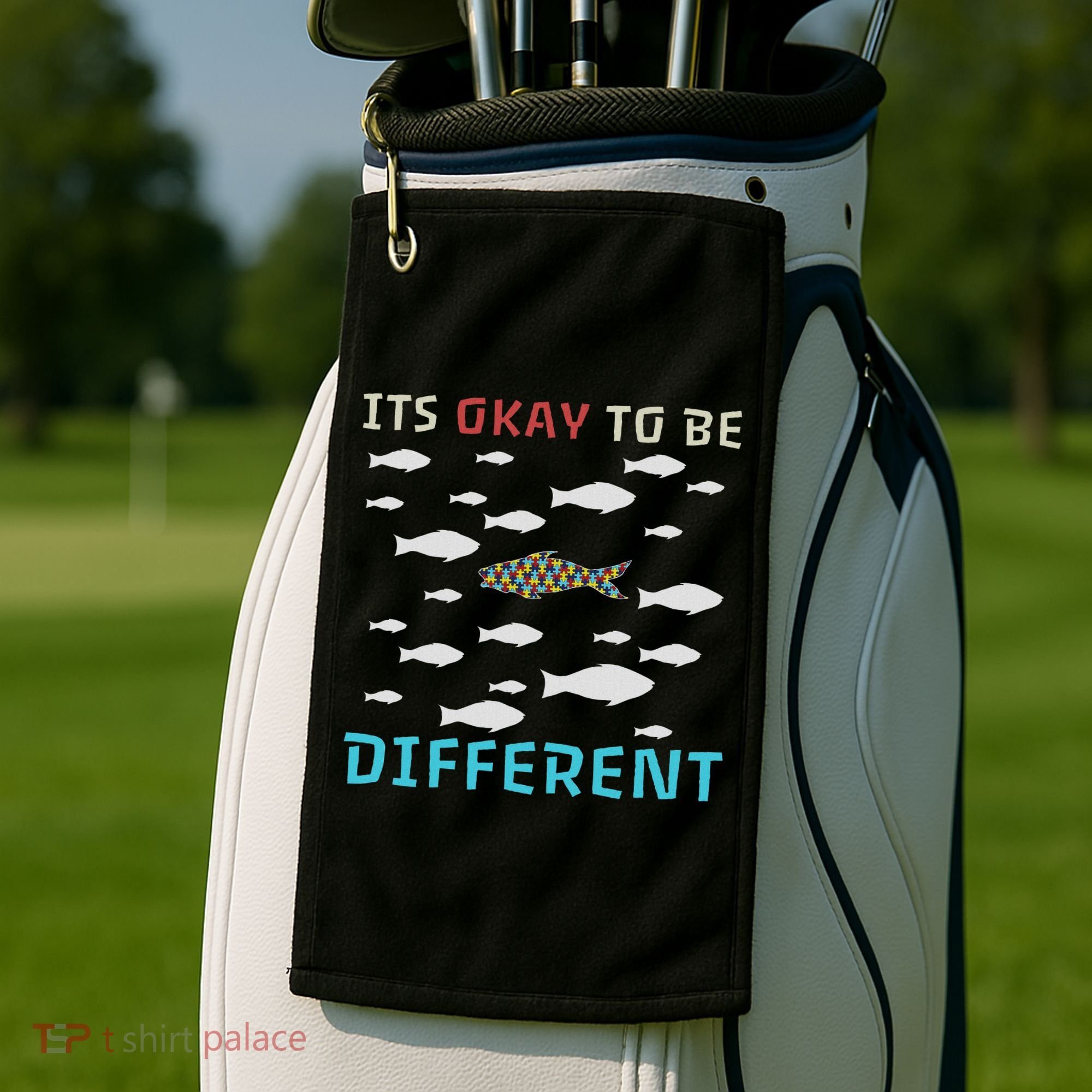 It's Okay To Be Different Fish Autism Awareness Month Golf Towel