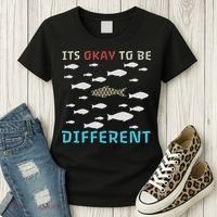 It's Okay To Be Different Fish Autism Awareness Month Women's T-Shirt thumb 3