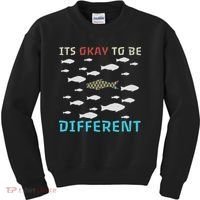 It's Okay To Be Different Fish Autism Awareness Month Kids Sweatshirt thumb 0