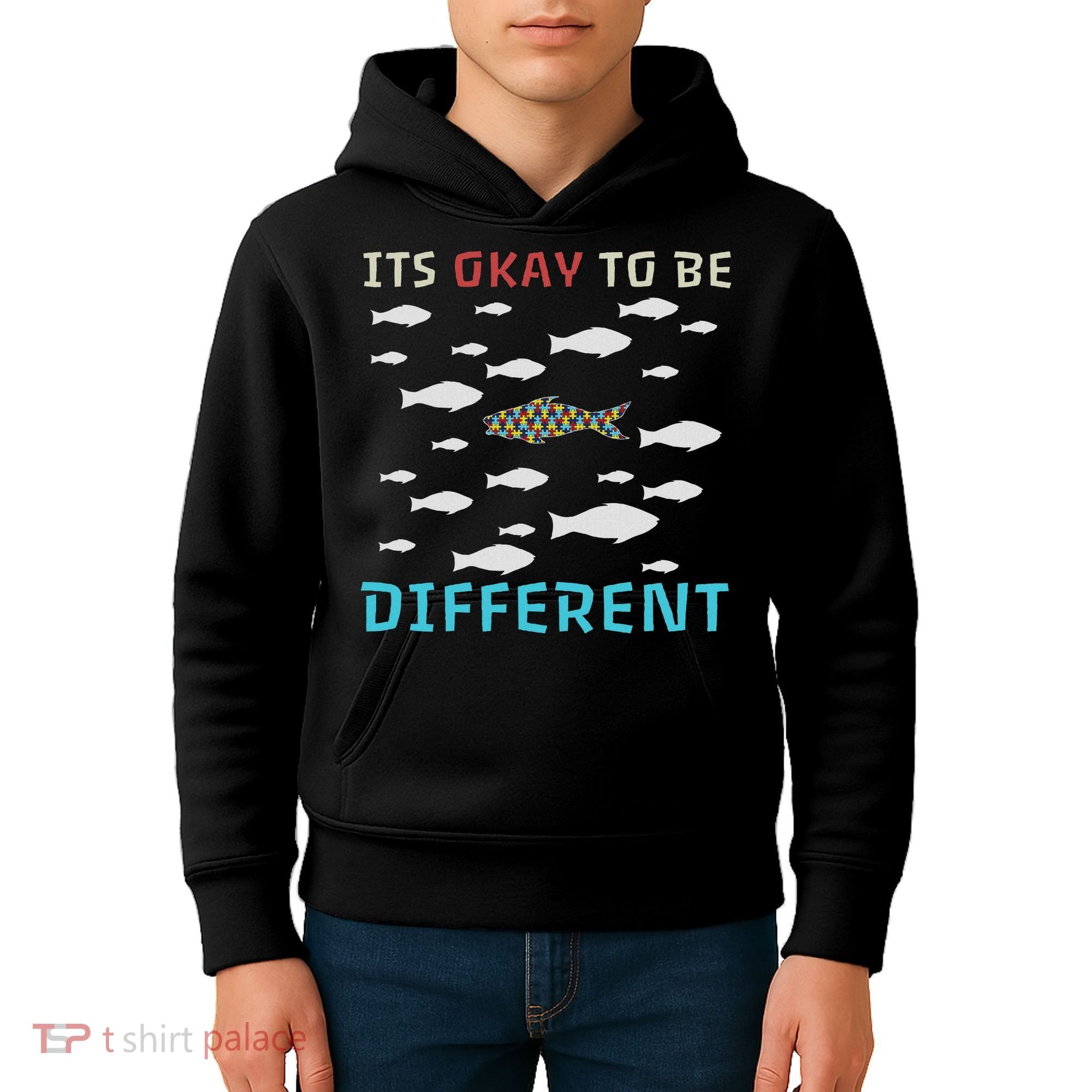 It's Okay To Be Different Fish Autism Awareness Month Kids Hoodie