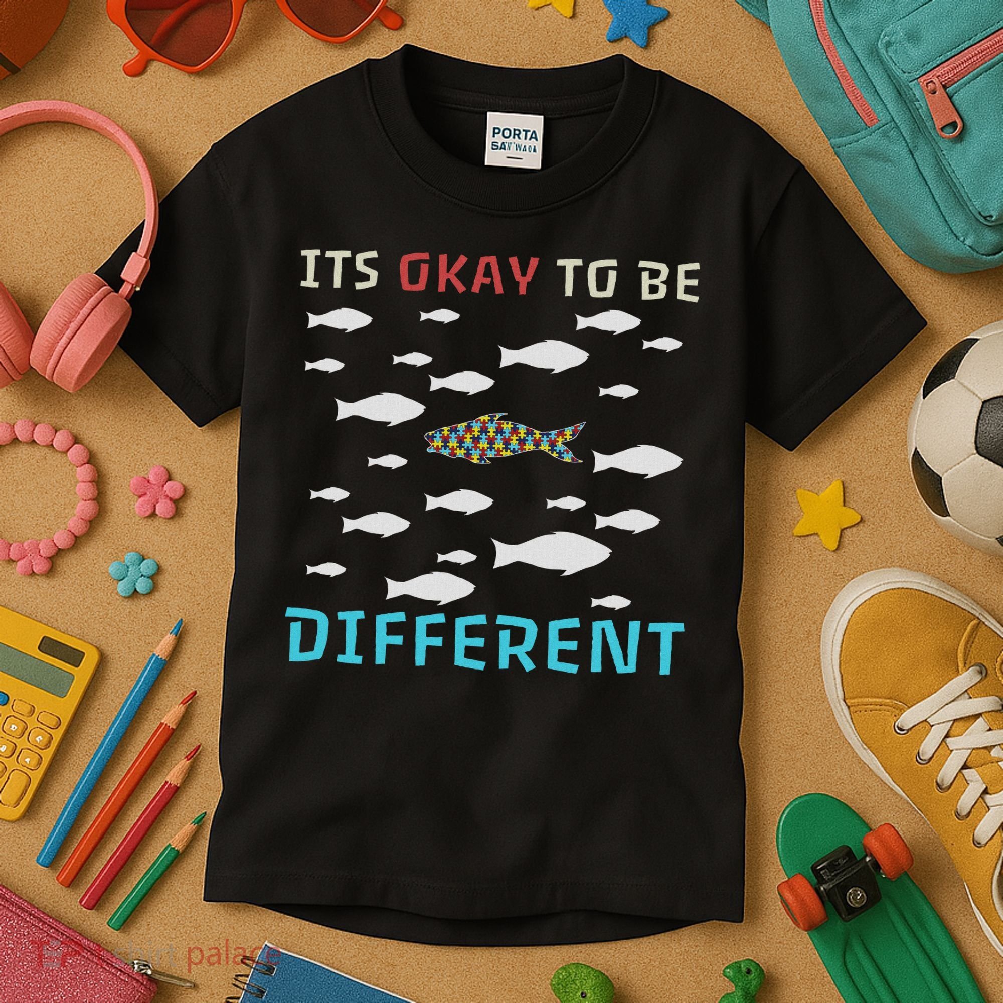 It's Okay To Be Different Fish Autism Awareness Month Kids T-Shirt