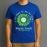 Its Okay To Not Be Okay Mental Health Awareness Sunflower Ribbon T-Shirt thumb 3