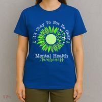 Its Okay To Not Be Okay Mental Health Awareness Sunflower Ribbon T-Shirt thumb 4