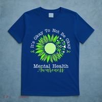 Its Okay To Not Be Okay Mental Health Awareness Sunflower Ribbon T-Shirt thumb 5