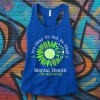 Its Okay To Not Be Okay Mental Health Awareness Sunflower Ribbon Women's Tank Top thumb 3