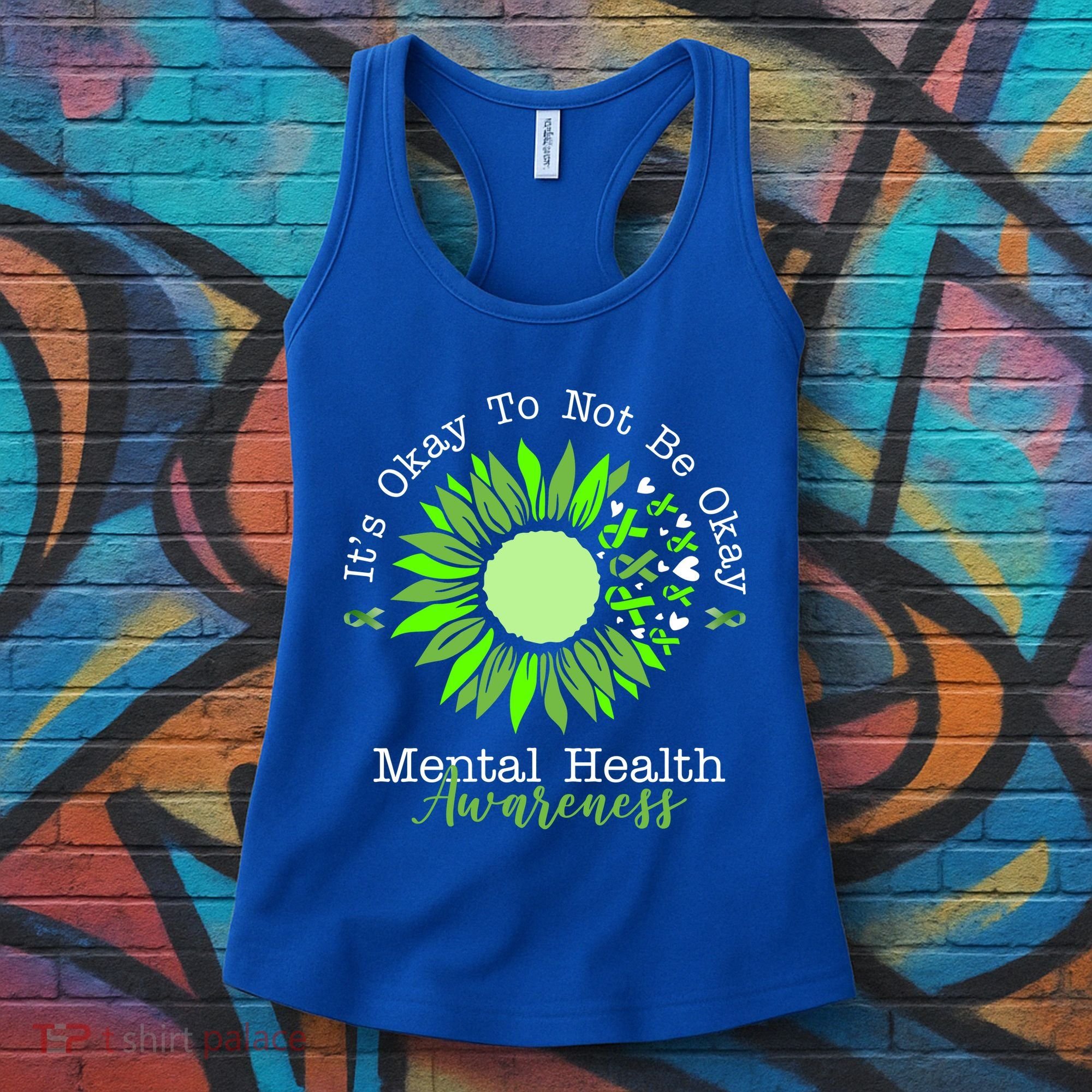 Its Okay To Not Be Okay Mental Health Awareness Sunflower Ribbon Women's Tank Top