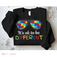 It's Ok To Be Different Sunglasses Be Kind Autism Aware Sweatshirt thumb 2