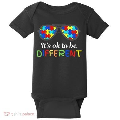 It's Ok To Be Different Sunglasses Be Kind Autism Aware Baby Bodysuit