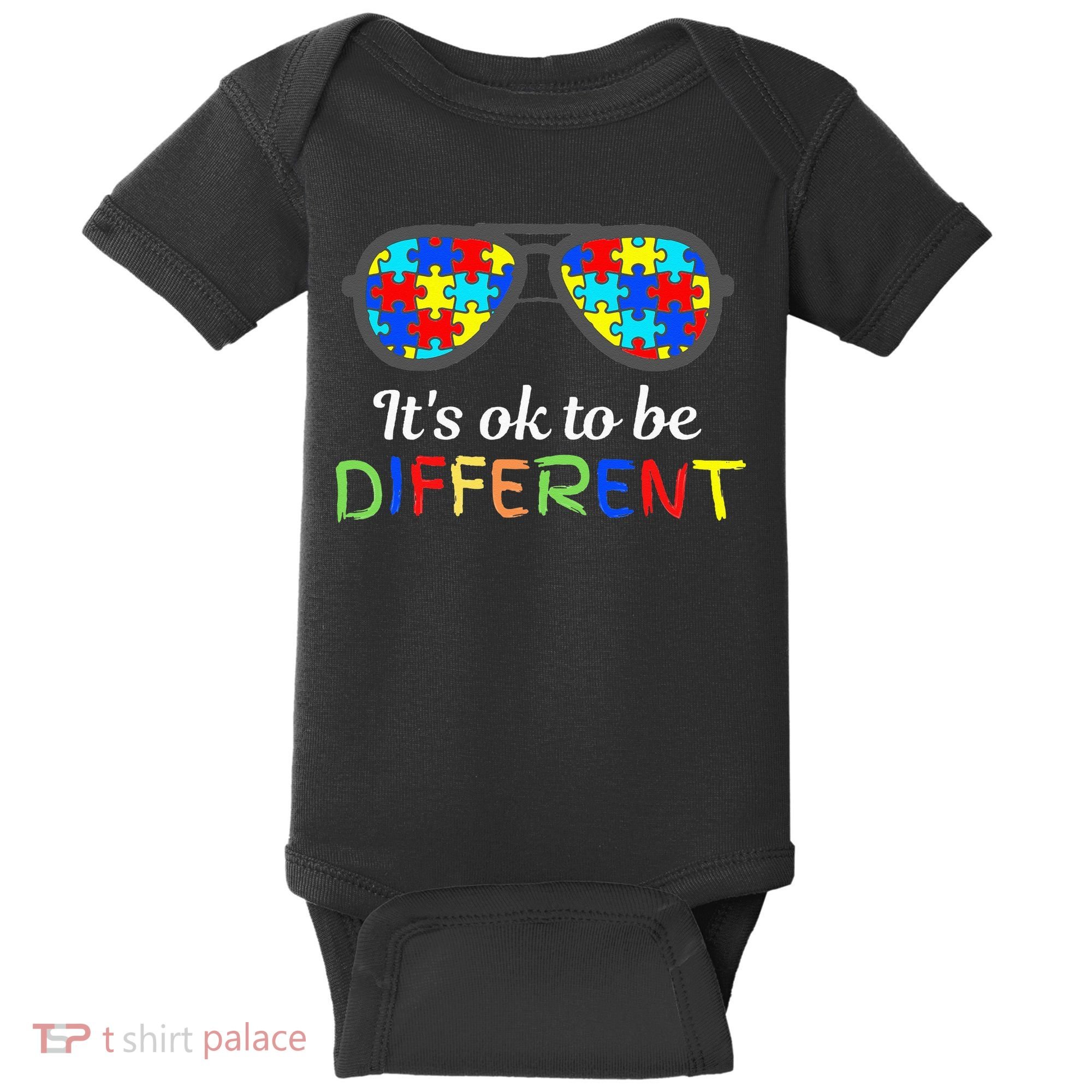 It's Ok To Be Different Sunglasses Be Kind Autism Aware Baby Bodysuit