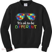 It's Ok To Be Different Sunglasses Be Kind Autism Aware Kids Sweatshirt thumb 0