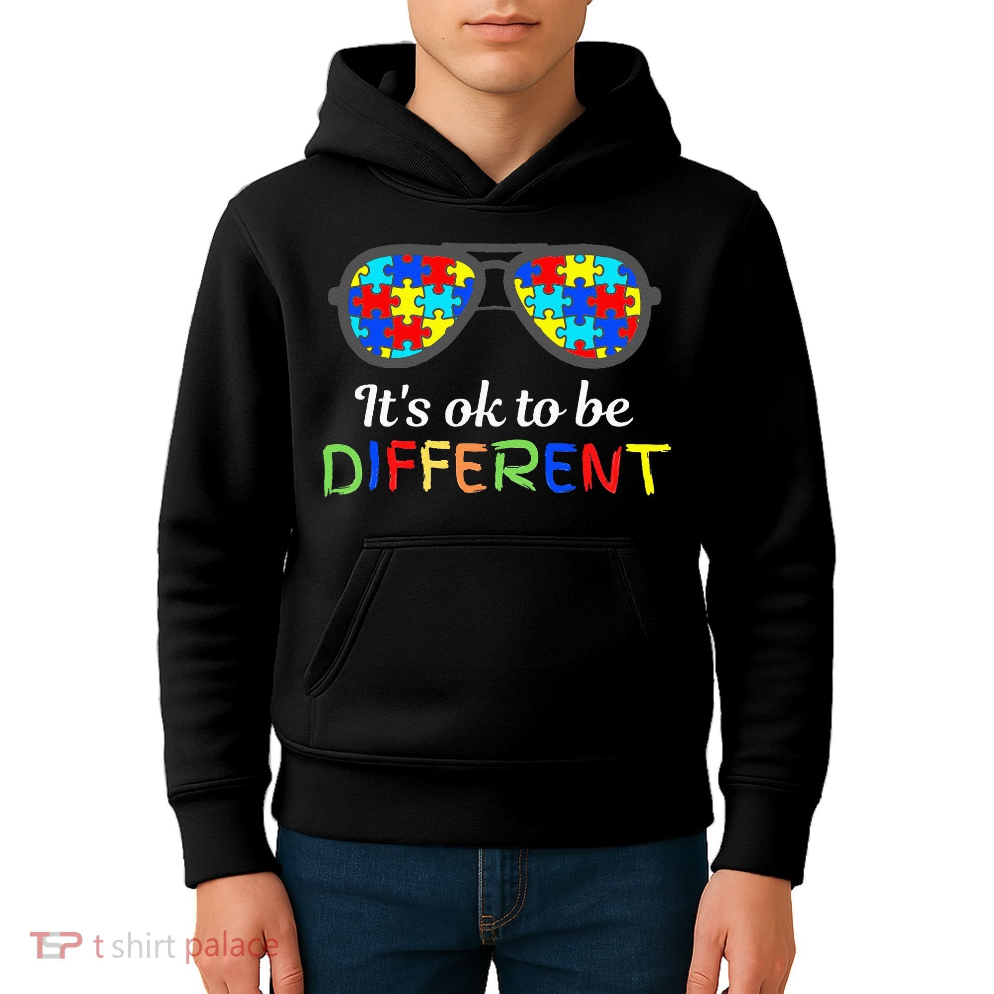 It's Ok To Be Different Sunglasses Be Kind Autism Aware Kids Hoodie