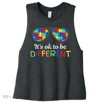It's Ok To Be Different Sunglasses Be Kind Autism Aware Women's Racerback Cropped Tank thumb 0