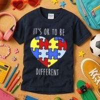 Its Ok To Be Different Autism Awareness Kids T-Shirt thumb 3