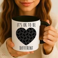 It's Ok To Be Different Autism Awareness Puzzle Heart Coffee Mug thumb 3