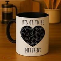 It's Ok To Be Different Autism Awareness Puzzle Heart Coffee Mug thumb 4