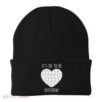 It's Ok To Be Different Autism Awareness Puzzle Heart Beanie thumb 0