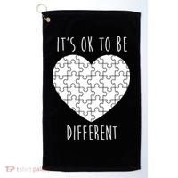 It's Ok To Be Different Autism Awareness Puzzle Heart Golf Towel thumb 0