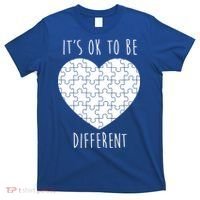 It's Ok To Be Different Autism Awareness Puzzle Heart T-Shirt thumb 0