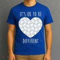 It's Ok To Be Different Autism Awareness Puzzle Heart T-Shirt thumb 3