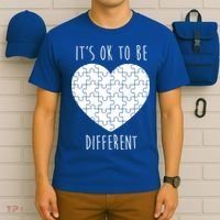 It's Ok To Be Different Autism Awareness Puzzle Heart T-Shirt thumb 6