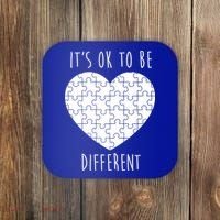 It's Ok To Be Different Autism Awareness Puzzle Heart Coaster thumb 0