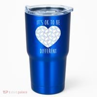 It's Ok To Be Different Autism Awareness Puzzle Heart Tumbler thumb 0