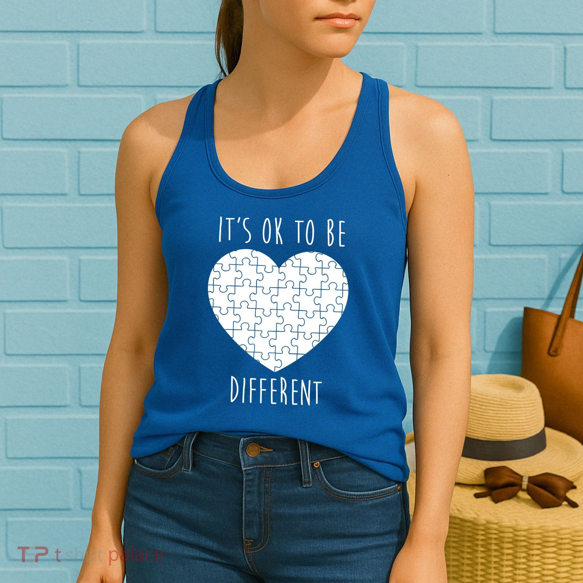 It's Ok To Be Different Autism Awareness Puzzle Heart Women's Tank Top