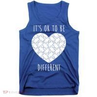 It's Ok To Be Different Autism Awareness Puzzle Heart Tank Top thumb 0
