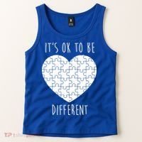 It's Ok To Be Different Autism Awareness Puzzle Heart Tank Top thumb 2