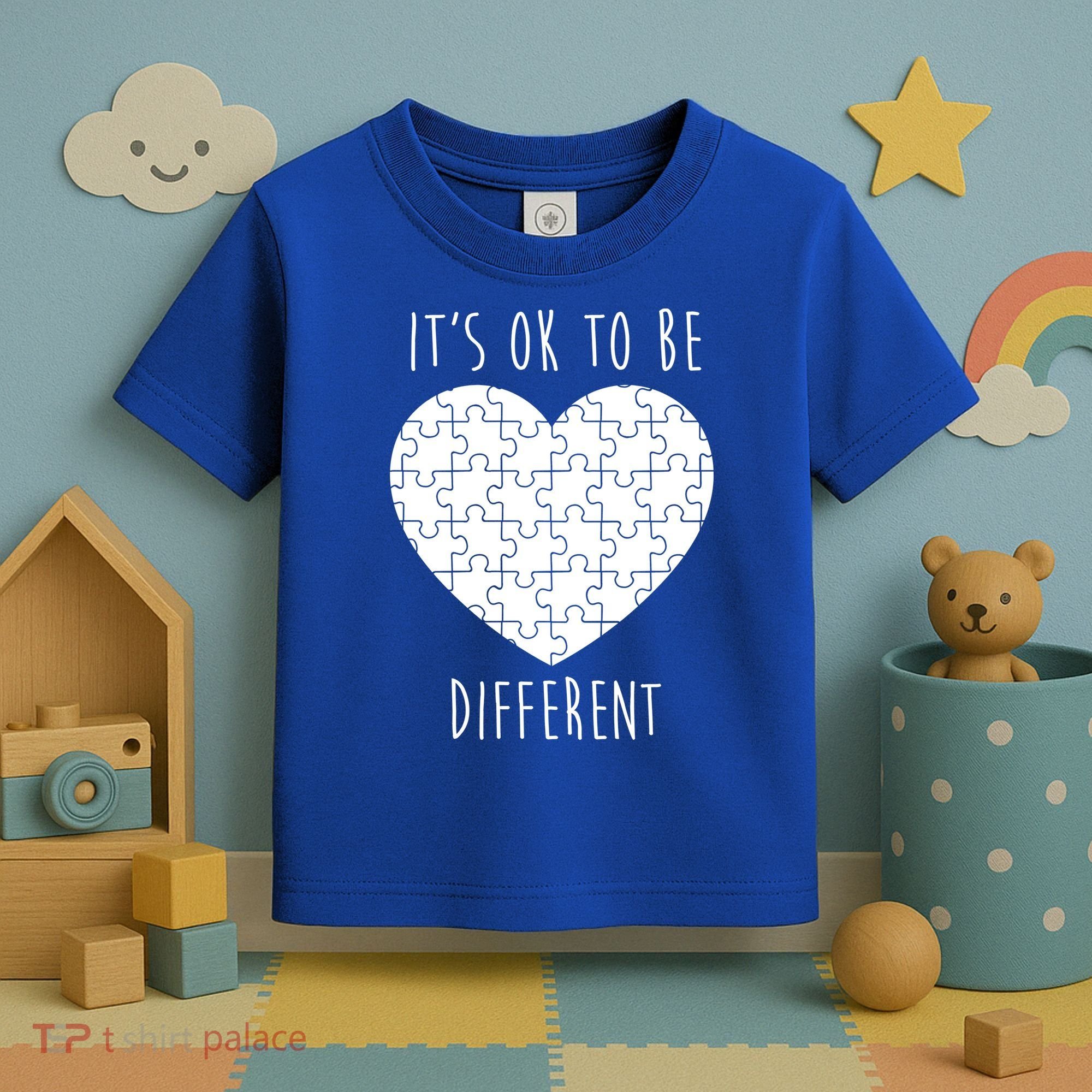It's Ok To Be Different Autism Awareness Puzzle Heart Toddler T-Shirt
