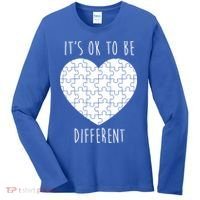 It's Ok To Be Different Autism Awareness Puzzle Heart Women's Long Sleeve Shirt thumb 0