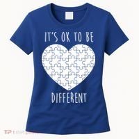 It's Ok To Be Different Autism Awareness Puzzle Heart Women's T-Shirt thumb 0