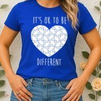 It's Ok To Be Different Autism Awareness Puzzle Heart Women's T-Shirt thumb 2